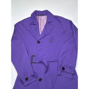 SHEIN Purple Double Breasted Belted Long Trench‎ Coat Men's Size L